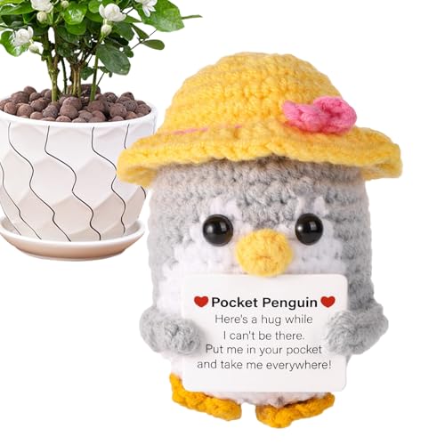 Fukamou Lustige Strickende Positive Puppe, Gestrickte Weihnachtspinguin-Puppe | Tiere Häkelspielzeug Mit Karte | Kreative Inspirierende- Wollkartoffel Mit Positiven Affirmationskarten Für Kinder, Fukamou Lustige Strickende Positive Puppe, Gestrickte Weihnachtspinguin-Puppe | Tiere Häkelspielzeug Mit Karte | Kreative Inspirierende- Wollkartoffel Mit Positiven Affirmationskarten Für Kinder, von Fukamou