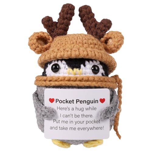 Fukamou Lustige Strickende Positive Puppe, Gestrickte Weihnachtspinguin-Puppe | Tiere Häkelspielzeug Mit Karte | Kreative Inspirierende- Wollkartoffel Mit Positiven Affirmationskarten Für Kinder, Fukamou Lustige Strickende Positive Puppe, Gestrickte Weihnachtspinguin-Puppe | Tiere Häkelspielzeug Mit Karte | Kreative Inspirierende- Wollkartoffel Mit Positiven Affirmationskarten Für Kinder, von Fukamou