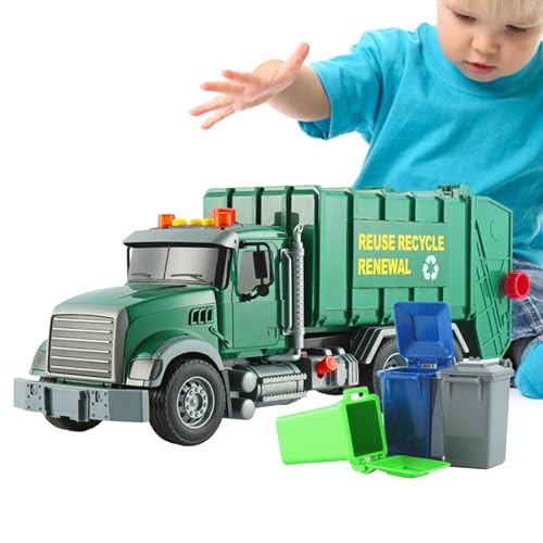 Fukamou Müllwagen-Spielzeug, Recycling-LKW Mit Ton Und Licht,Großer Recycling-Müllwagen Im Maßstab 1:12, Kindermontage, Reibungsbetriebenes Müllspielzeug, Geschenke Für Jungen von Fukamou