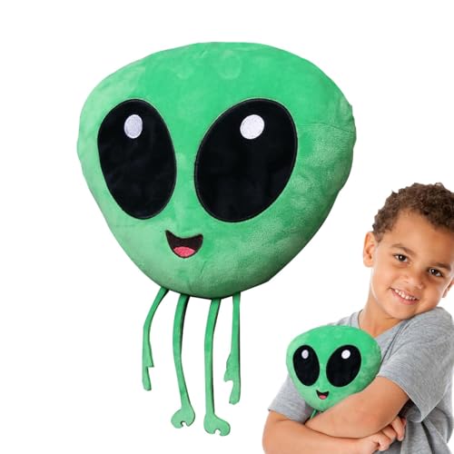 Fukamou Niedlicher Alien-Plüsch - Grünes Alien Kuscheltier Zum Kuscheln,6,7 Zoll Entzückendes- Weltraumkreatur-Plüschtier, Alien-Gesichtskissen, Grünes, Weiches, Umarmbares Alien-Stofftier Für von Fukamou