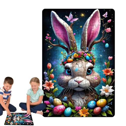 Fukamou Osterhasen-Puzzle,Osterrätsel Für Kinder - Lustiges Ostereier-Kunstpuzzle,Buntes Bastelpuzzle Für -Heimdekoration, Osterhasen-Eier-Puzzle von Fukamou