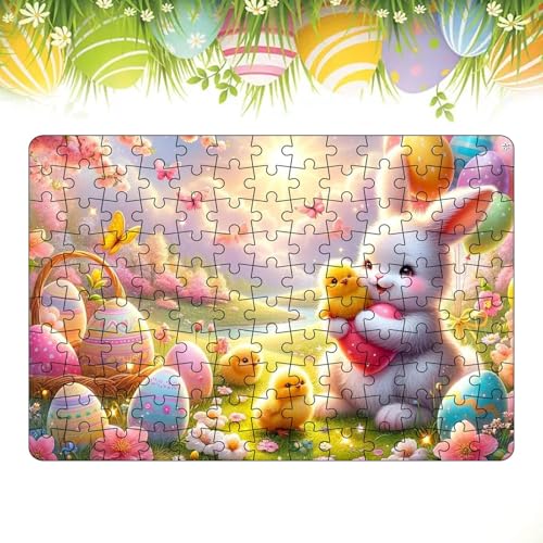 Fukamou Osterhasen-Puzzle,Osterrätsel Für Kinder - Lustiges Ostereier-Kunstpuzzle,Buntes Bastelpuzzle Für -Heimdekoration, Osterhasen-Eier-Puzzle von Fukamou
