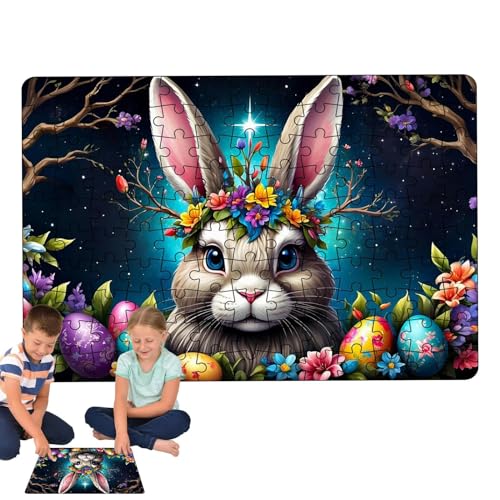 Fukamou Osterhasen-Puzzle,Osterrätsel Für Kinder - Lustiges Ostereier-Kunstpuzzle,Buntes Bastelpuzzle Für -Heimdekoration, Osterhasen-Eier-Puzzle von Fukamou