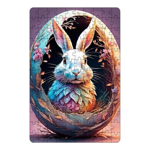 Fukamou Osterhasen-Puzzle,Osterrätsel Für Kinder - Lustiges Ostereier-Kunstpuzzle,Buntes Bastelpuzzle Für -Heimdekoration, Osterhasen-Eier-Puzzle von Fukamou