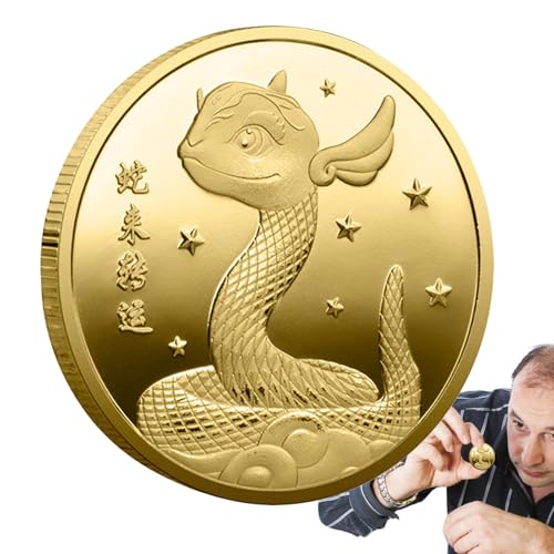 Fukamou Schlangen-Gedenkmünze, Chinesische Münze 2025 | Schlangen-Gedenkmünze, Sammlermünze | -Geld, Doppelseitige -Glücksmünze, Reichtum Und Glück, Eisenmünze, Neujahrsmünze, Heimdekoration von Fukamou