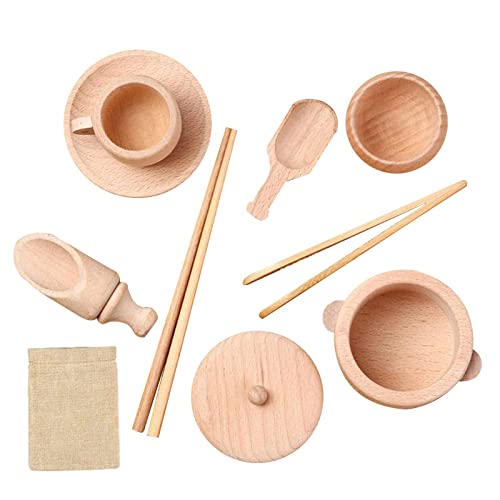 Fukamou Sensorische Bin-Tools, Spielzeug Für Kleinkinder, Set Aus 8 Holzschaufeln Und Holzzangen, Feinmotorisches Lernspielzeug Für Kinder Ab 3 Jahren von Fukamou