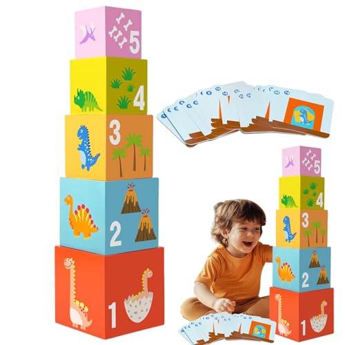 Fukamou Stapelblock-Spielzeug, Stapelblock-Spiel | Nistblöcke Spielzeug,Zahlen-Lernspielzeug, pädagogische Nistblöcke, stapelbares Vorschulspielzeug für Mädchen, Jungen, Kinder von Fukamou