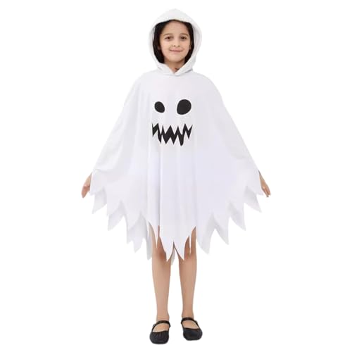Fukamou Unisex Kinder Geisterkostüm, Gruseliges Geisterkleid Mitternachtskostüm | Langlebiges Geisterkleid - Hautfreundliches -Mädchenkostüm Gruselkleid Für Kinder Mädchen von Fukamou