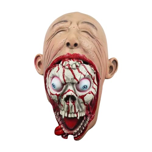 Fukamou Zombie Maske, Latex Zombiekopf Maske, Horror Clown Maske, Gruselige Maske Für Halloween Karneval Kostü Party von Fukamou
