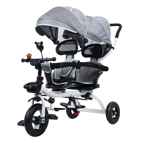 Fukursul Doppelsitz-Dreirad mit Sicherheitsdach und Anti-Tip-Design, Kinderwagenfahrrad mit bequemen Dualsitzen, Stabiler Kindertrike, ideal für Geschwister/Park/Spaziergang im Alter von 2 bis 8 Jah Fukursul Doppelsitz-Dreirad mit Sicherheitsdach und Anti-Tip-Design, Kinderwagenfahrrad mit bequemen Dualsitzen, Stabiler Kindertrike, ideal für Geschwister/Park/Spaziergang im Alter von 2 bis 8 Jah von Fukursul