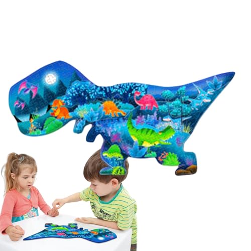 Dinosaurier-Bodenpuzzle,Dinosaurier-Puzzles für Kinder - Große leuchtende Rätsel - Bodenpuzzle für Kinder im Alter von 3–8 Jahren, 200 Teile Puzzle in Tierform, Puzzlespielzeug für von Fulenyi