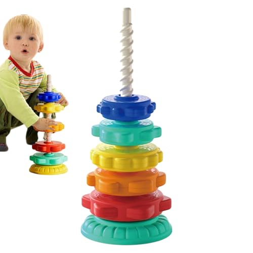 Drehbares Stapelspielzeug, drehbar, stapelbares Spielzeug in Regenbogenform für Kleinkinder, stapelbares Rainbow Spin, lustiges und attraktives Spielzeug für den von Fulenyi