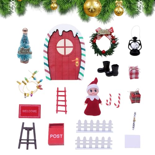 Feentüren für Mädchen, Weihnachtswichtel, Set aus Holz mit roter und grüner Regenbogen-Tür – Magische Elfentür für Szene, Zahnfeen-Set Feentüren für Mädchen, Weihnachtswichtel, Set aus Holz mit roter und grüner Regenbogen-Tür – Magische Elfentür für Szene, Zahnfeen-Set von Fulenyi
