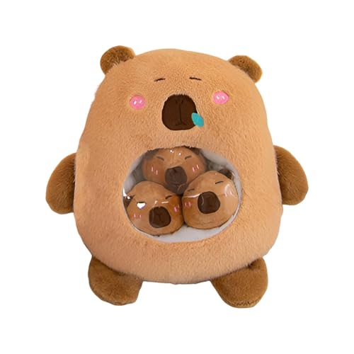 Fulenyi Carpincho-Plüschkissen, Plüschtier | Plüschkissen mit Köder-Snack-Tasche | Plüschtier Capibara braun Capibara Puppe von Fulenyi