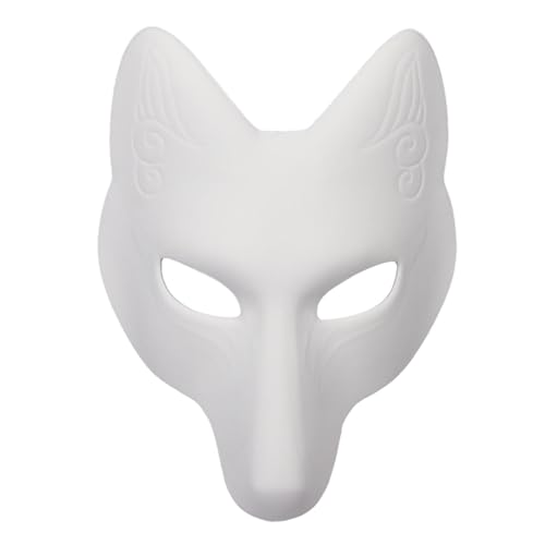 Fulenyi DIY Fuchs-Maske, Blanko-Maskerade-Maske,Weiße Vollgesichtsmasken - DIY Crafts Fox-Masken, Cosplay-Requisiten, Maskerade-Gesichtsbedeckungen, Partyzubehör für Cosplay, Abschlussball, Halloween von Fulenyi
