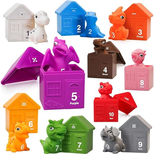 Fulenyi Dinosaurier-Spielzeug zum Zählen, kleine Dinosaurier-Spielzeug, sicheres Dinosaurier-Sortierspiel, stapelbares Dinosaurier-Spielzeug zum Lernen von Fulenyi