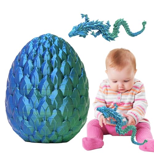Fulenyi Drache bedruckt, Drachenei mit Drachen im Inneren, vollständig beweglicher Spielzeugdrache, bedruckt mit Eiern, beweglicher Drache, flexibel bedruckt auf Spielzeug von Fulenyi