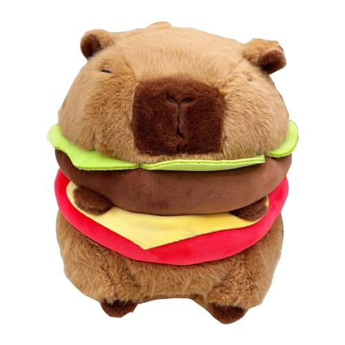 Fulenyi Gefüllte Capybara, Capybara Spielzeug - Plüschpuppenkissen Stofftier | Weiche Plüschpuppe in Hamburgerform, kuschelige Stofftiere, gemütliches Capybara-Spielzeug für die Partydekoration zu von Fulenyi