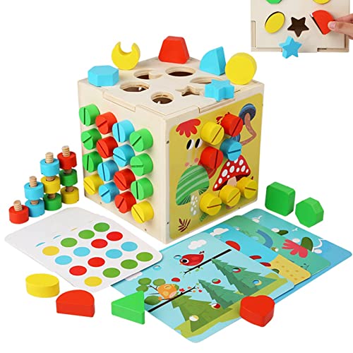Fulenyi Geometrische Blöcke zur Schraubenerkennung - Farbform Holzspiel passendes Spielzeug,Tragbares pädagogisches Lernspielzeug für die Feinmotorik für Kinder ab 3 Jahren von Fulenyi