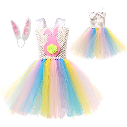 Fulenyi Kaninchen Tutu Kleid | Kinder Mädchen Osterkleider Hasenkostüm | Halloween-Kostüm für Mädchen im Alter von 2–10 Jahren, Kaninchen-Outfit für Ostern, Halloween, Cosplay-Party von Fulenyi