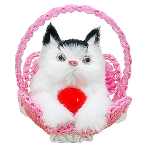 Katzenspielzeug im Korb, Spielzeugpuppe für Kätzchen, schöne Simulationskatze - realistisches Plüschtier aus flauschiger Katze, Kätzchen im gewebten Korb, schlafende Katze im Korb Katzenspielzeug im Korb, Spielzeugpuppe für Kätzchen, schöne Simulationskatze - realistisches Plüschtier aus flauschiger Katze, Kätzchen im gewebten Korb, schlafende Katze im Korb von Fulenyi
