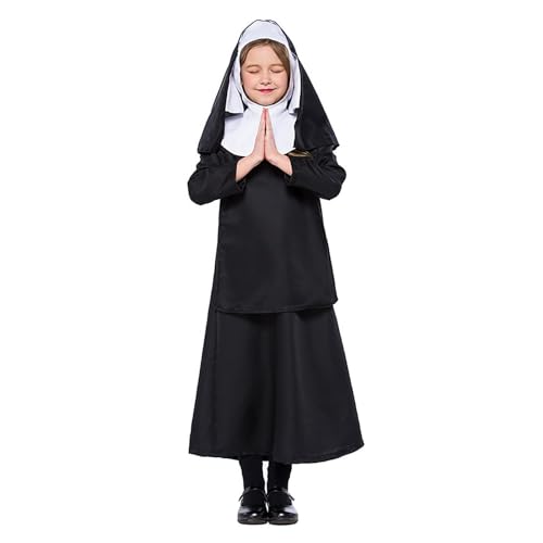 Fulenyi Nonnengewohnheit, Nonnenkostüm für Kinder, Schwarz, katholische Mutter, Schwester, Priester, Maria, Nonne, Gewohnheit, Halloween, Cosplay, Kostüm Fulenyi Nonnengewohnheit, Nonnenkostüm für Kinder, Schwarz, katholische Mutter, Schwester, Priester, Maria, Nonne, Gewohnheit, Halloween, Cosplay, Kostüm von Fulenyi