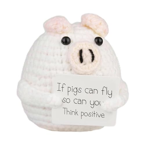 Fulenyi Plüschtiere zur emotionalen Unterstützung, lustiges positives Schwein – handgewebte Ornamente, lustige Plüschtiere mit Karte mit Holzbasis, Tischdekoration, positive Unterstützung für Fulenyi Plüschtiere zur emotionalen Unterstützung, lustiges positives Schwein – handgewebte Ornamente, lustige Plüschtiere mit Karte mit Holzbasis, Tischdekoration, positive Unterstützung für von Fulenyi