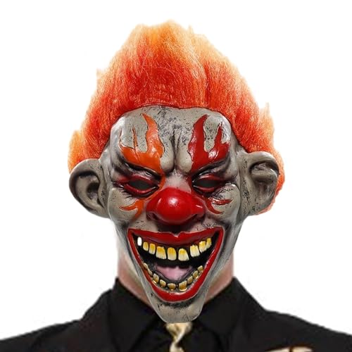 Fulenyi Realistische Clownmaske aus Latex für Halloween-Party, Gruselmaske für Kinder und Erwachsene, Cosplay Kostüm von Fulenyi