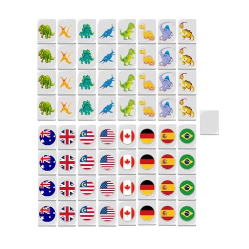 Fulenyi Reise-Mahjong-Spiele, Mahjong Spielsteine, Mahjong Block-Puzzlespiel, Party-Spiele, Bausteine der Nationalflagge, Set mit 64 Spielsteinen von Fulenyi