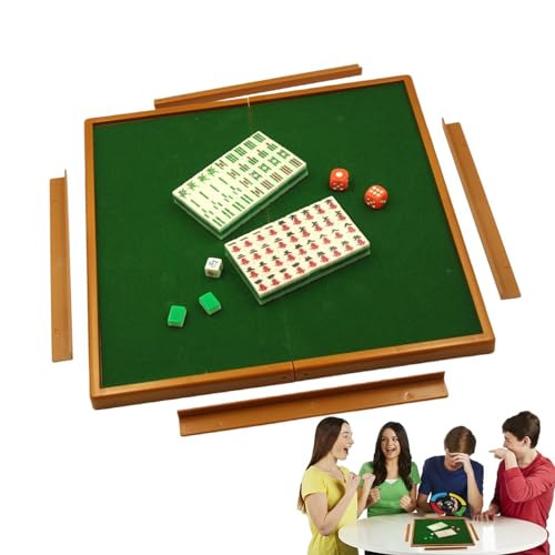 Fulenyi Reise- -Mahjong, Reise-Mahjong-Set - Tragbares Mah-Jong mit 144 Spielsteinen aus Acrylmaterial | Chinesisches Mahjong-Fliesen-Set, traditionelles Spiel für Reiseparty-Picknick von Fulenyi