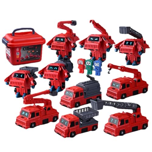 Fulenyi Roboter-Transformator-Spielzeug für Kinder, zusammengebautes Spielzeug, magnetische Transformation, Feuerwehrautos mit magnetischer Transformation, Roboter von Fulenyi