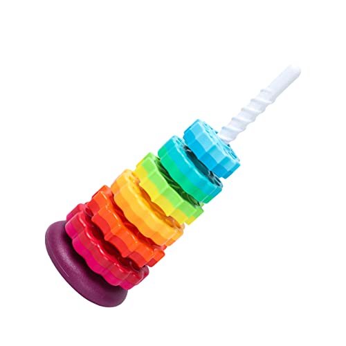 Fulenyi Stapelbare Spielzeugringe für Kinder, Lernspielzeug für Kleinkinder, Rainbow Spinning Wheel Toy, Spaß haben und die Entwicklung des Gehirns anziehen von Fulenyi