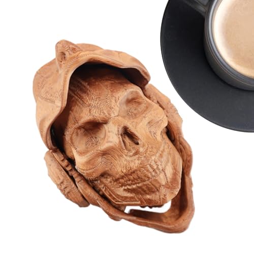 Fulenyi Totenkopf-Spielzeug mit Gesichtsabdeckung, beweglicher Totenkopf, bedruckt, Schreibtischdekoration mit flexibler Gesichtsabdeckung, beruhigendes Zubehör, Ornamente von Fulenyi
