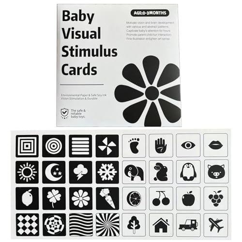 Fulenyi Visuelle Stimulationskarten für Babys, 16 visuelle Stimulationskarten mit hohem Kontrast - Entwicklungsspielzeug für Babys von 0 bis 3 Jahren, leere Karten und für Fulenyi Visuelle Stimulationskarten für Babys, 16 visuelle Stimulationskarten mit hohem Kontrast - Entwicklungsspielzeug für Babys von 0 bis 3 Jahren, leere Karten und für von Fulenyi