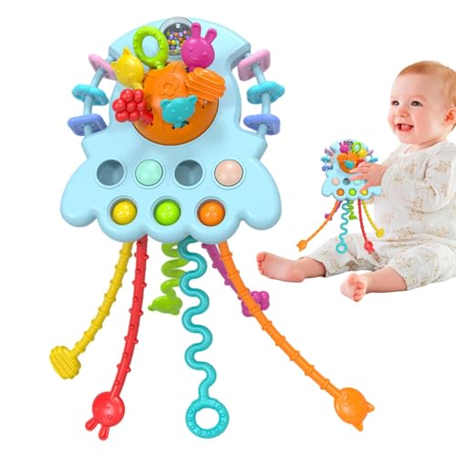 Geschicklichkeitsspielzeug mit Zugschnur für Neugeborene | Sensorisches Spielzeug für Kinder,Tragbares Kleinkind-Beißspielzeug, Montessori-Zugschnur-Sensorspielzeug für Jungen und Mädchen von Fulenyi