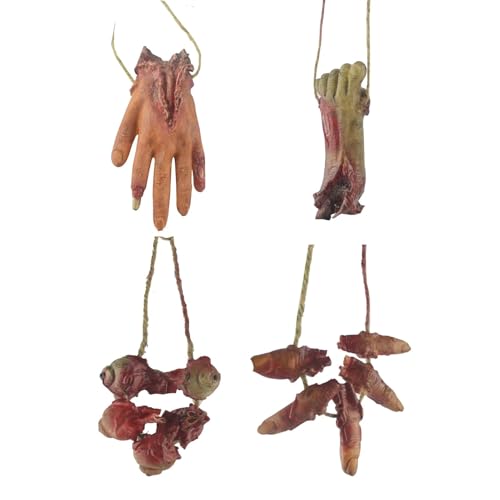 Halloween Gefälschte Blutige Abgetrennte Hände Füße Augen Finger Gebrochene Körperteile für Spukhaus Halloween Zombie Party Dekorationen, 4 Stück Halloween Gefälschte Blutige Abgetrennte Hände Füße Augen Finger Gebrochene Körperteile für Spukhaus Halloween Zombie Party Dekorationen, 4 Stück von Fulenyi