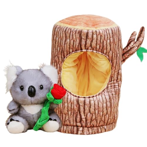 Koala Plüschtier, Koala-Plüschpuppe, schlafender Begleiter mit Rose und Baumstumpf, 27,9 cm (11 Zoll), für Heimdekoration, Auto, Bett, Schreibtisch, Schlafzimmer und von Fulenyi