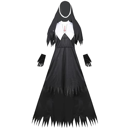 Kostüm Nonne Horror – Kostüm Nonne Horror für Erwachsene – Kostüm Die Nonne der Film, einzigartiges Kostüm Nonne Halloween, Bühnenkleidung für Rollenspiel, Festival von Fulenyi