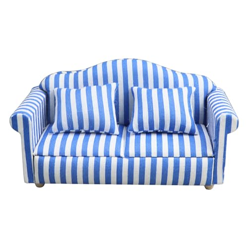 Puppenhaus-Sofa-Set, Puppenhaus-Couch - Miniatur-Möbelspielzeug im Maßstab 1:12 - Hochsimuliertes Miniatursofa aus Holzstoff, rote und weiße Streifen, Kinderspielzeug, Geschenk für Puppenhaus Puppenhaus-Sofa-Set, Puppenhaus-Couch - Miniatur-Möbelspielzeug im Maßstab 1:12 - Hochsimuliertes Miniatursofa aus Holzstoff, rote und weiße Streifen, Kinderspielzeug, Geschenk für Puppenhaus von Fulenyi