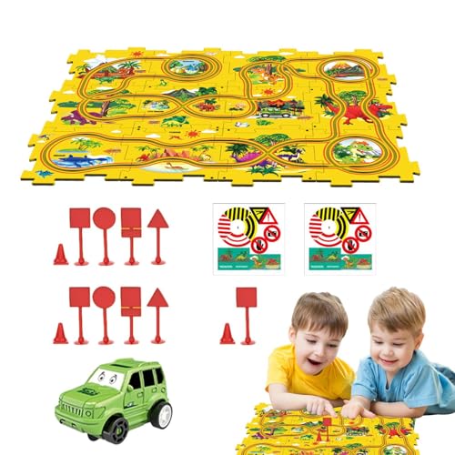 Puzzle-Schienenauto | 27 Teile DIY Puzzle Autoschiene | Multifunktionale Puzzle-Bahn, pädagogisches Kinderspielzeug für Bildung, Zuhause, Geburtstagsgeschenk ab 3 Jahren von Fulenyi