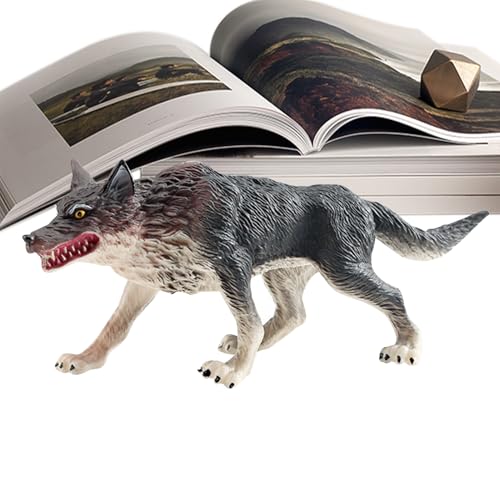 Realistisches Wolfspielzeug, Wolfsmodell, realistisches Tierspielzeug für Kinder, exquisite dekorative Skulpturen, schwarze Figuren für Sammler, Enthusiasten von Fulenyi