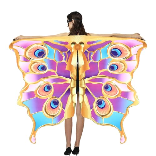 Schmetterlingsflügel für Damen, Schmetterlingsflügel für Mädchen, bunte Flügel für Bauchtanz, Umhang mit Flügeln für Bauchtanz, Regenbogenflügel-Kostüm für Auftritte von Fulenyi