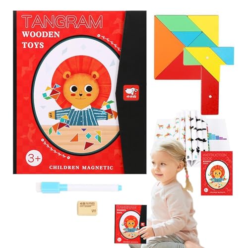Tangram-Buch, Tangram-Buch für Kinder, magnetisches Musterblockbuch, Reise-Spiele für Kinder im Auto, Flugzeug oder zum Mitnehmen in Restaurants, pädagogisches Puzzle von Fulenyi