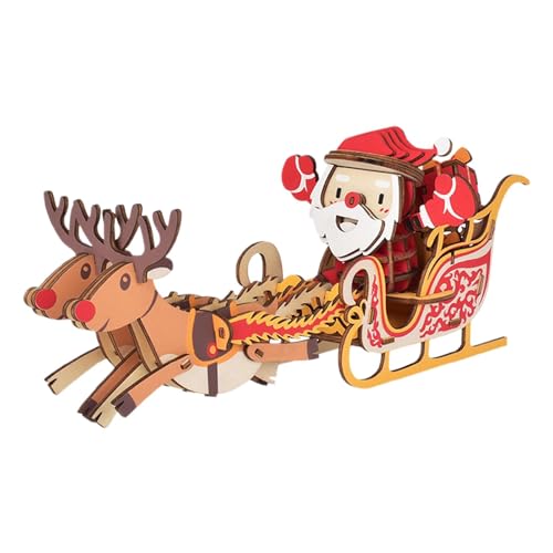 Weihnachtspuzzles aus, Weihnachtspuzzle – Montage-Set mit Schlitten des Weihnachtsmanns Elk, Puzzle aus für Erwachsene und STEM-Spielzeug, Weihnachtsdekoration von Fulenyi