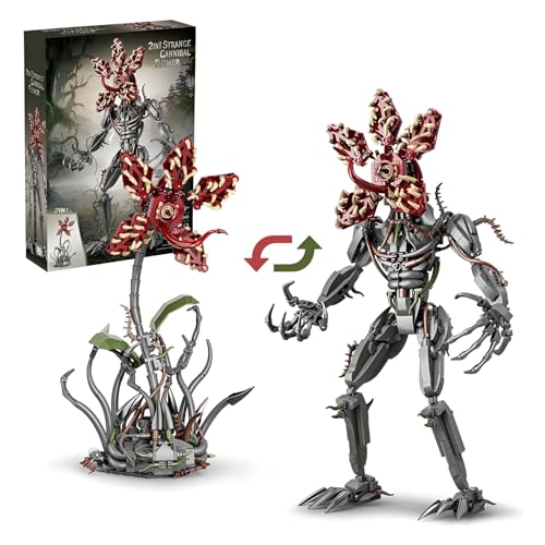 2 IN1 Blumenmonster Bausteine Bausatz, Fremdes Monster Demogorgon Action Figuren Klemmbausteine Bauspielzeug für Horror TV Fans, Geburtstag, Partygeschenke für Jungen Mädchen Erwachsene (858PCS) von Fuleying