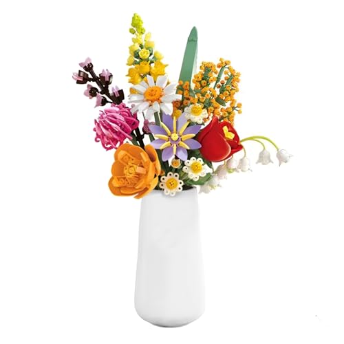 Blumenstrauß Bausteine Bausatz, 1070 Teil Botanische Wildblumen Klemmbausteine, Künstliche Blumen Spielzeug für Erwachsene Kinder Frauen Sie, Home Decor Geschenk für Valentinstag (Keine Vase) von Fuleying