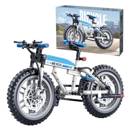 Fuleying Cooles Mountainbike Bausteine Bausatz Modell, 228 Teile Fahrrad Klemmbausteine Spielzeug, Technik Fahrrad Display Modell für Heimbüro Dekoration (Blau) von Fuleying