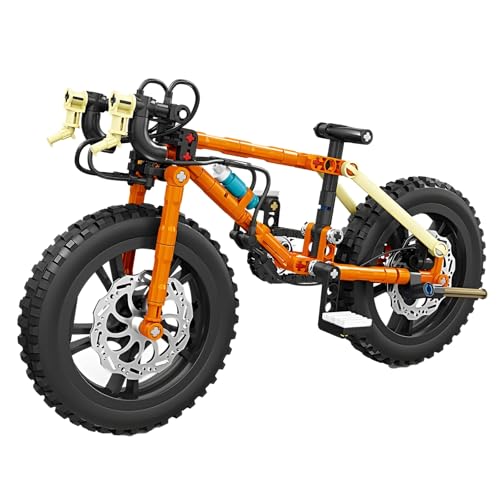 Fuleying Fahrrad Bausteine Bausatz, 174 Teile Mountainbike Klemmbausteine, Baubares Fahrrad Ausstellungsmodell, STEM Lernspielzeug Geschenk für Erwachsene Kinder ab 6 Jahren (Orange) von Fuleying