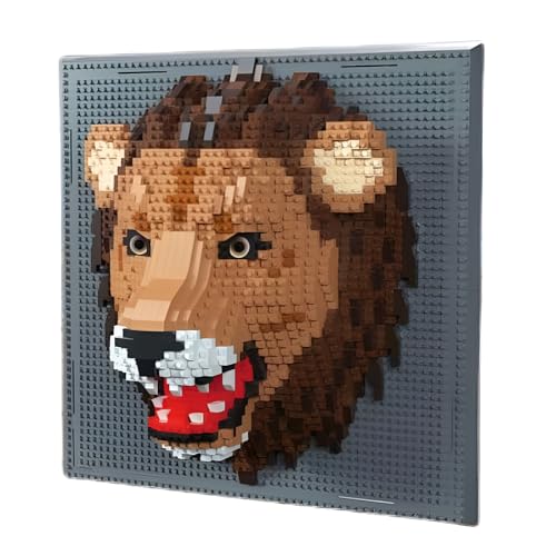 Fuleying Löwe Bausteine Bausatz, 3D Wandkunst Tiere Baukasten, Micro Mini Klemmbausteine für Zuhause Büro, Kreatives Geschenk für Erwachsene Kinder ab 8 Jahren (1700 PCS) von Fuleying