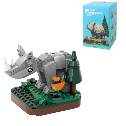 Fuleying Mini Tiere Bausteine Bausatz，143 Teile Nashorn Modellbausatz, Mini Tiere Bausteine Set, Niedlich Tiere Bausteine Spielzeug, Home Decors, Geschenke für Kinder und Erwachsenem ab 6 (1621) von Fuleying